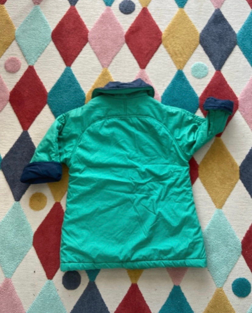 Manteau chaud vintage Bleu/vert écusson fleuri