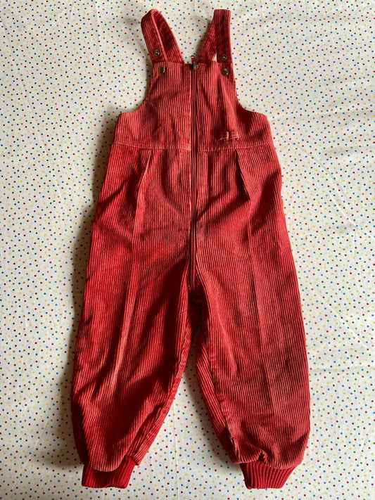 salopette vintage velours côtelé ROUGE