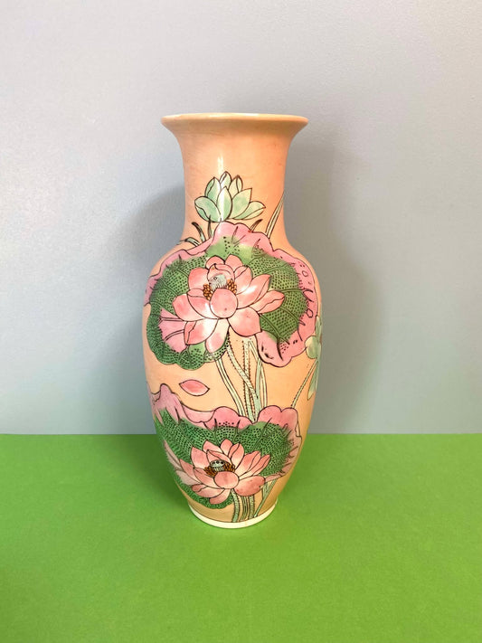 Vase céramique chinoise motif FLORAL PASTEL