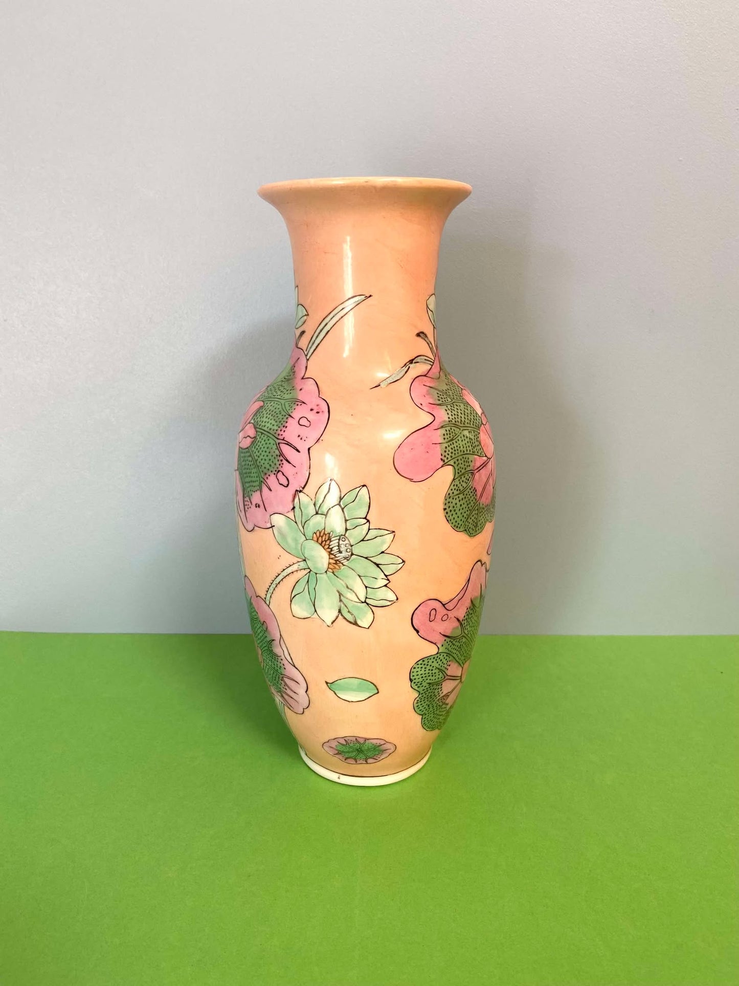 Vase céramique chinoise motif FLORAL PASTEL