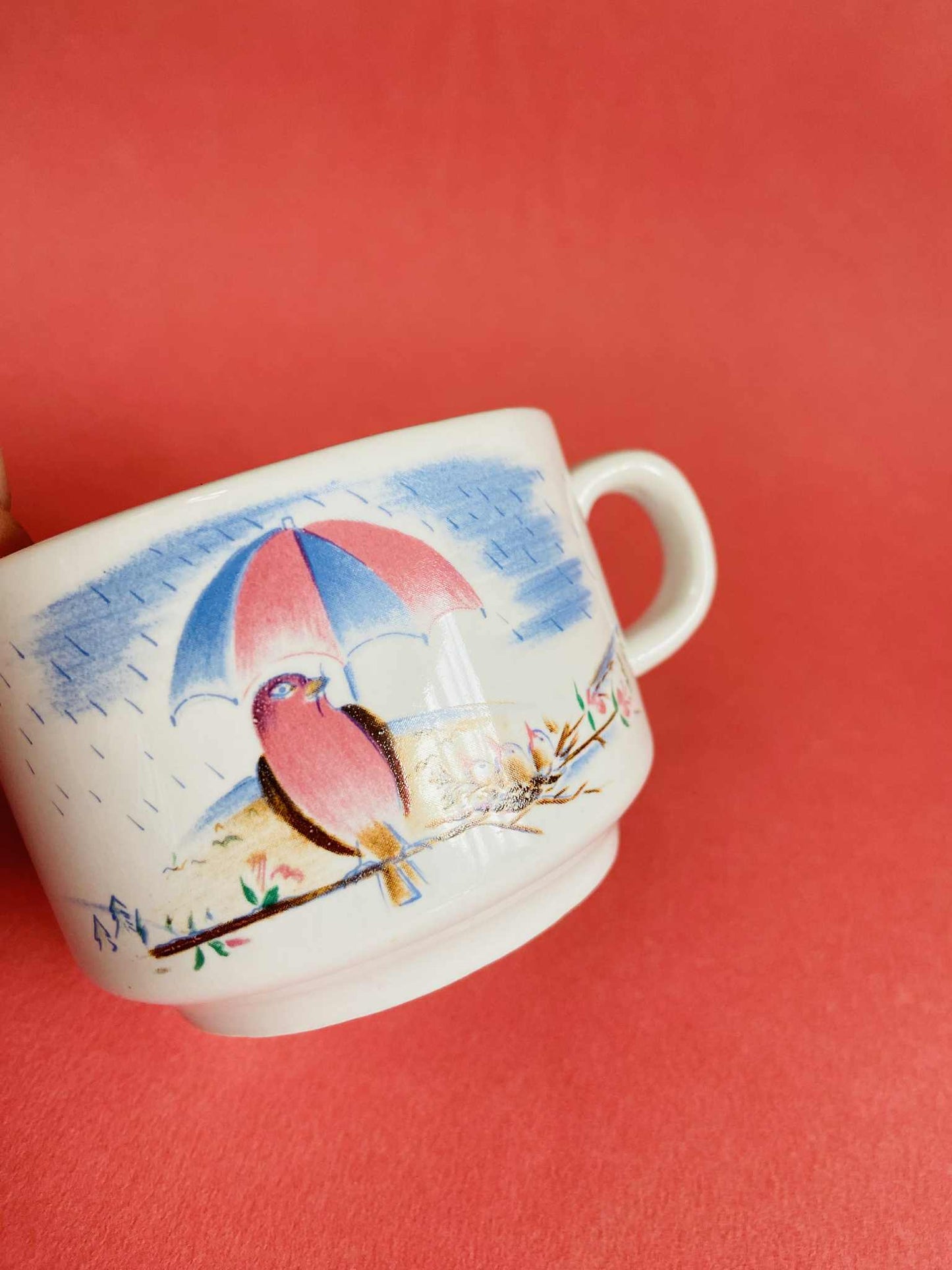 Duo tasse à café OISEAU SOUS LA PLUIE