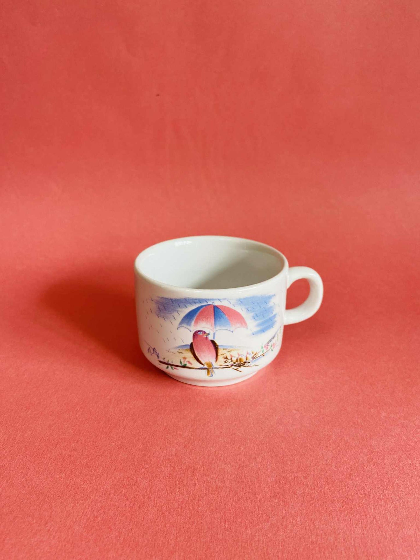 Duo tasse à café OISEAU SOUS LA PLUIE