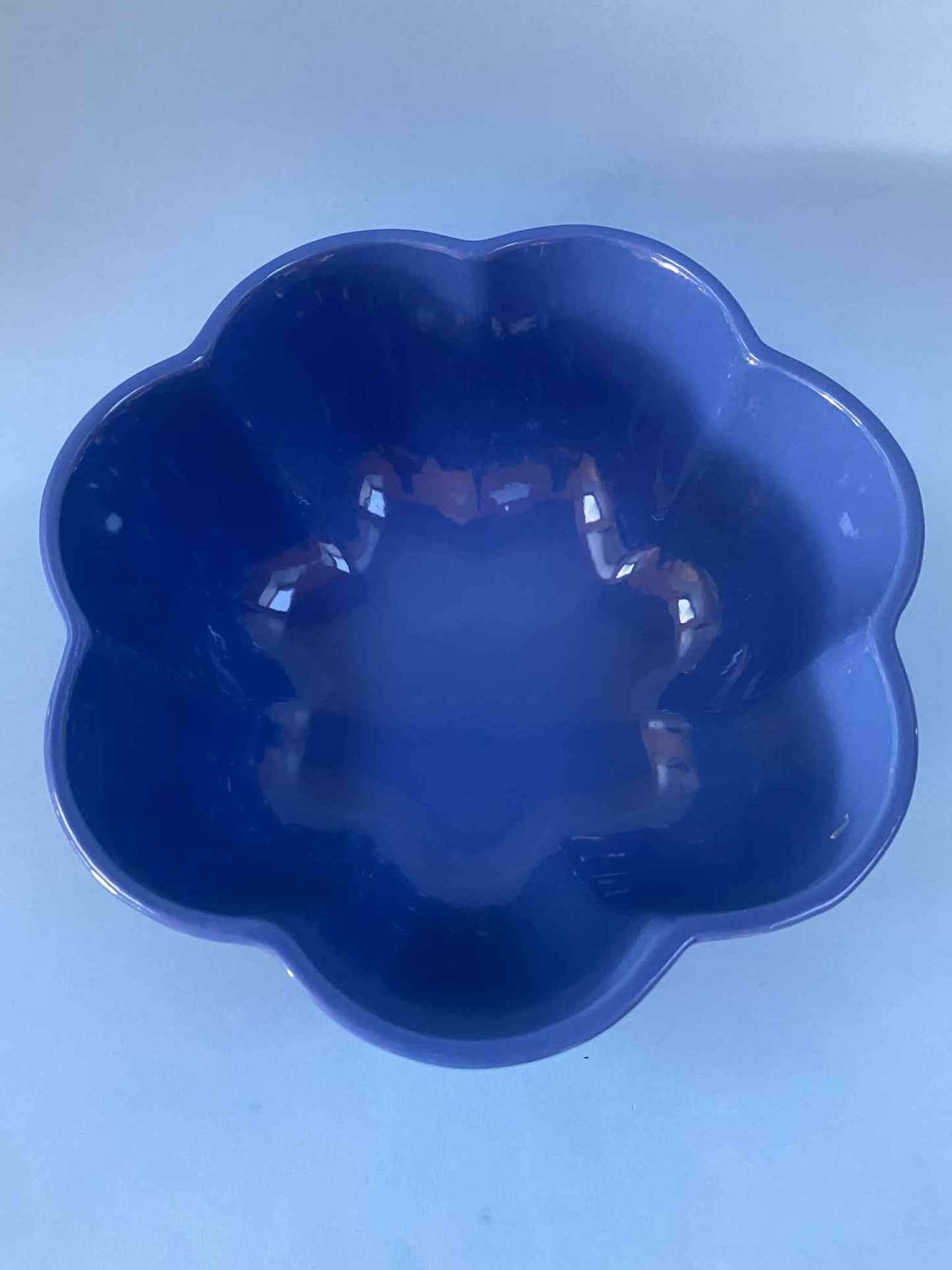 Grand saladier céramique ondulé BLEU