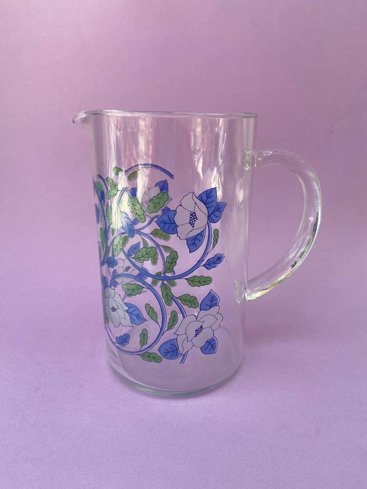 Pichet verre CERVE fleurs et feuillage