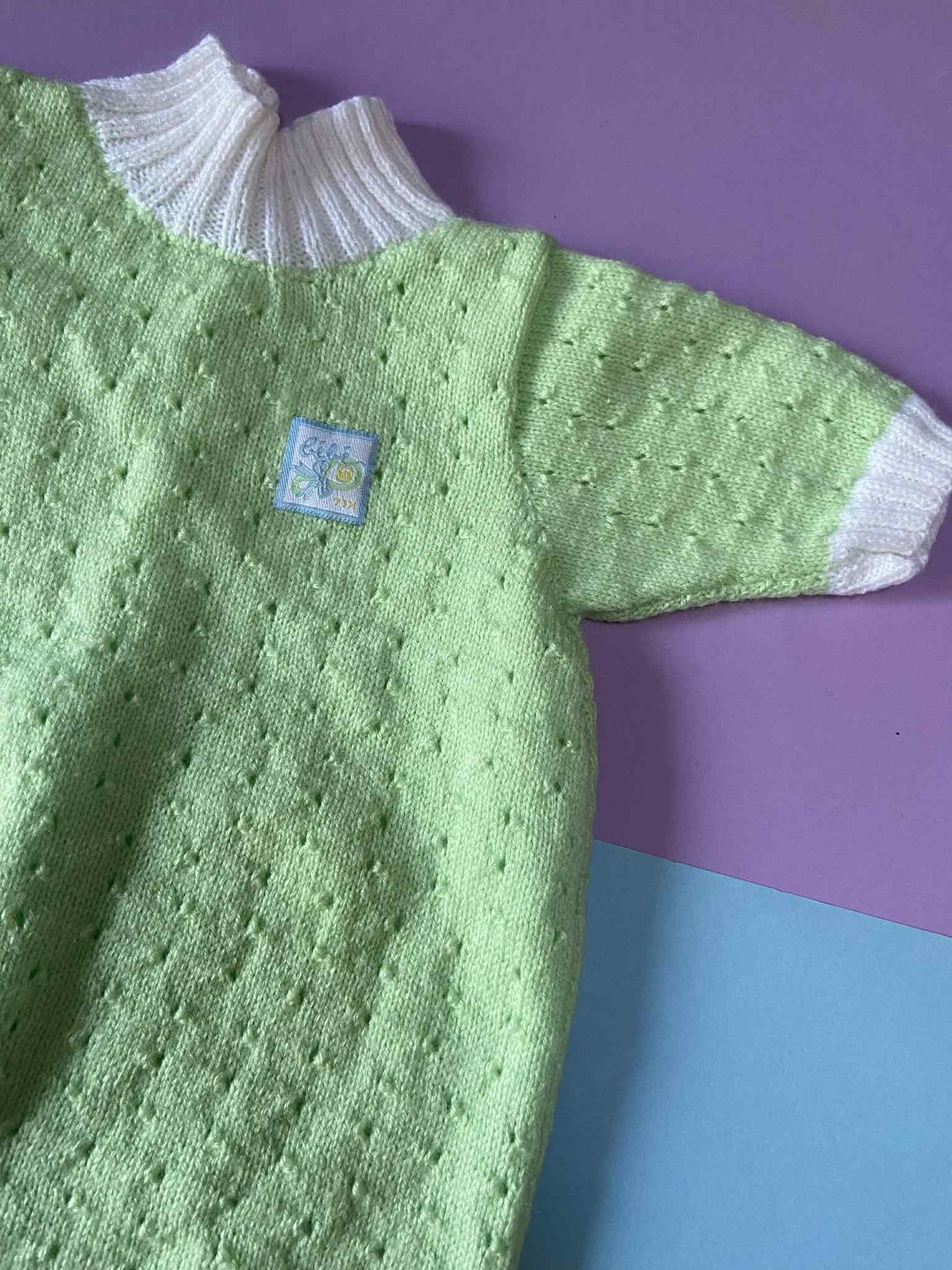 Combi maille bébé vintage VERT POMME