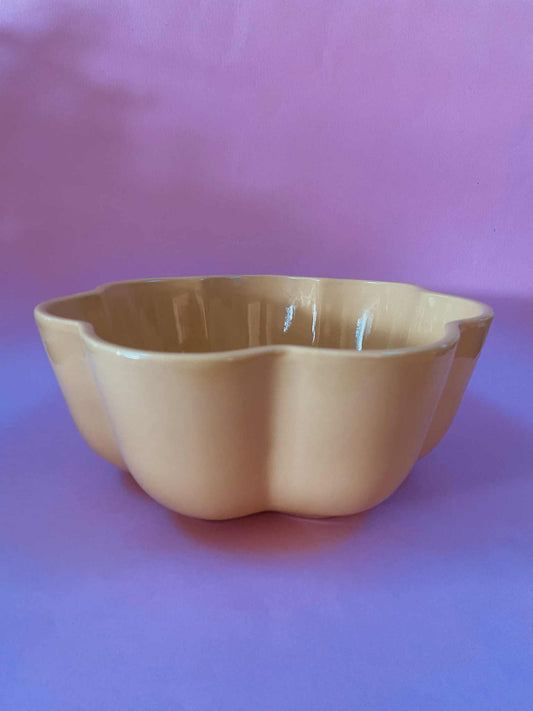 Grand saladier céramique ondulé JAUNE