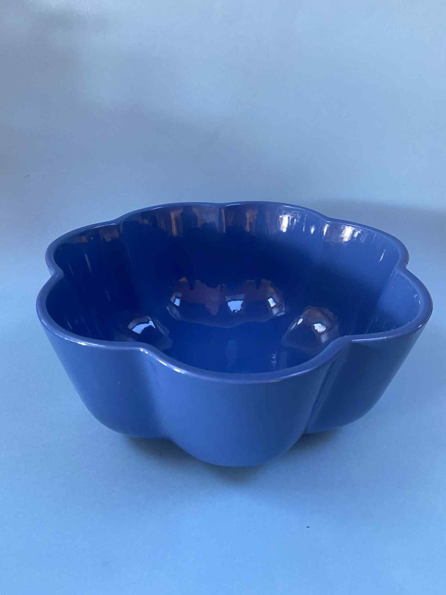 Grand saladier céramique ondulé BLEU