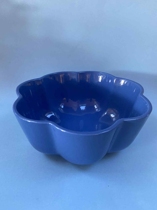 Grand saladier céramique ondulé BLEU