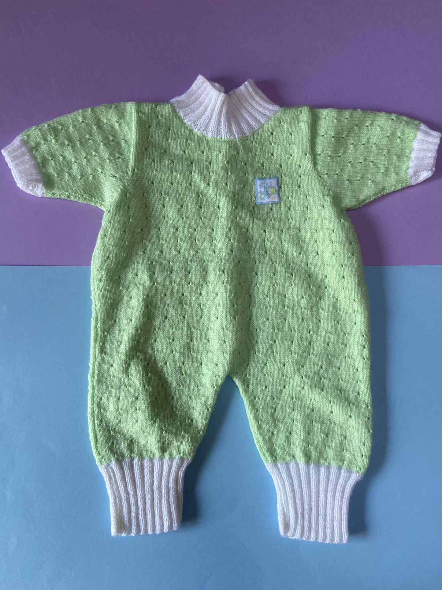 Combi maille bébé vintage VERT POMME