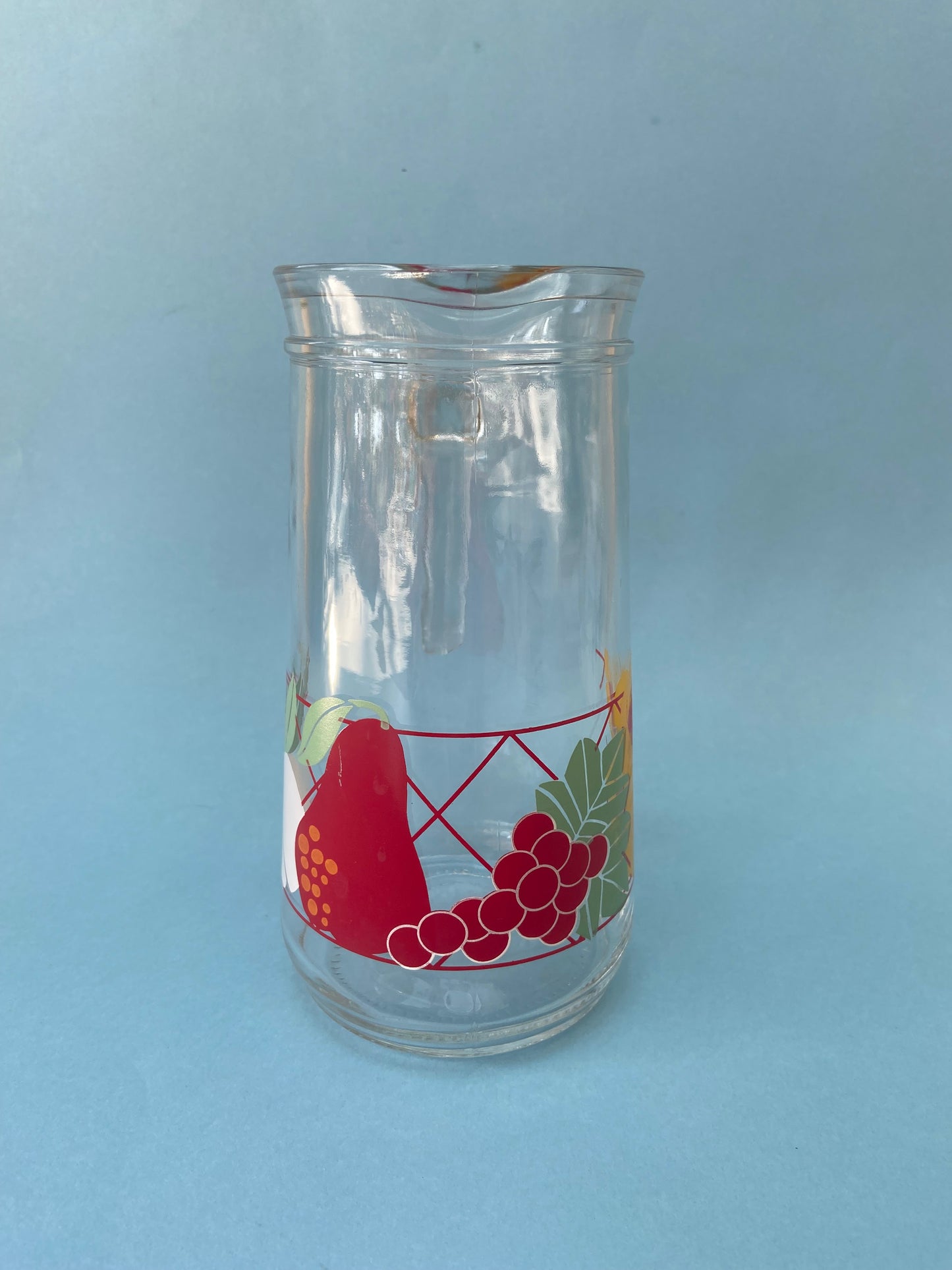 Pichet en verre vintage FRUITS/FLEURS