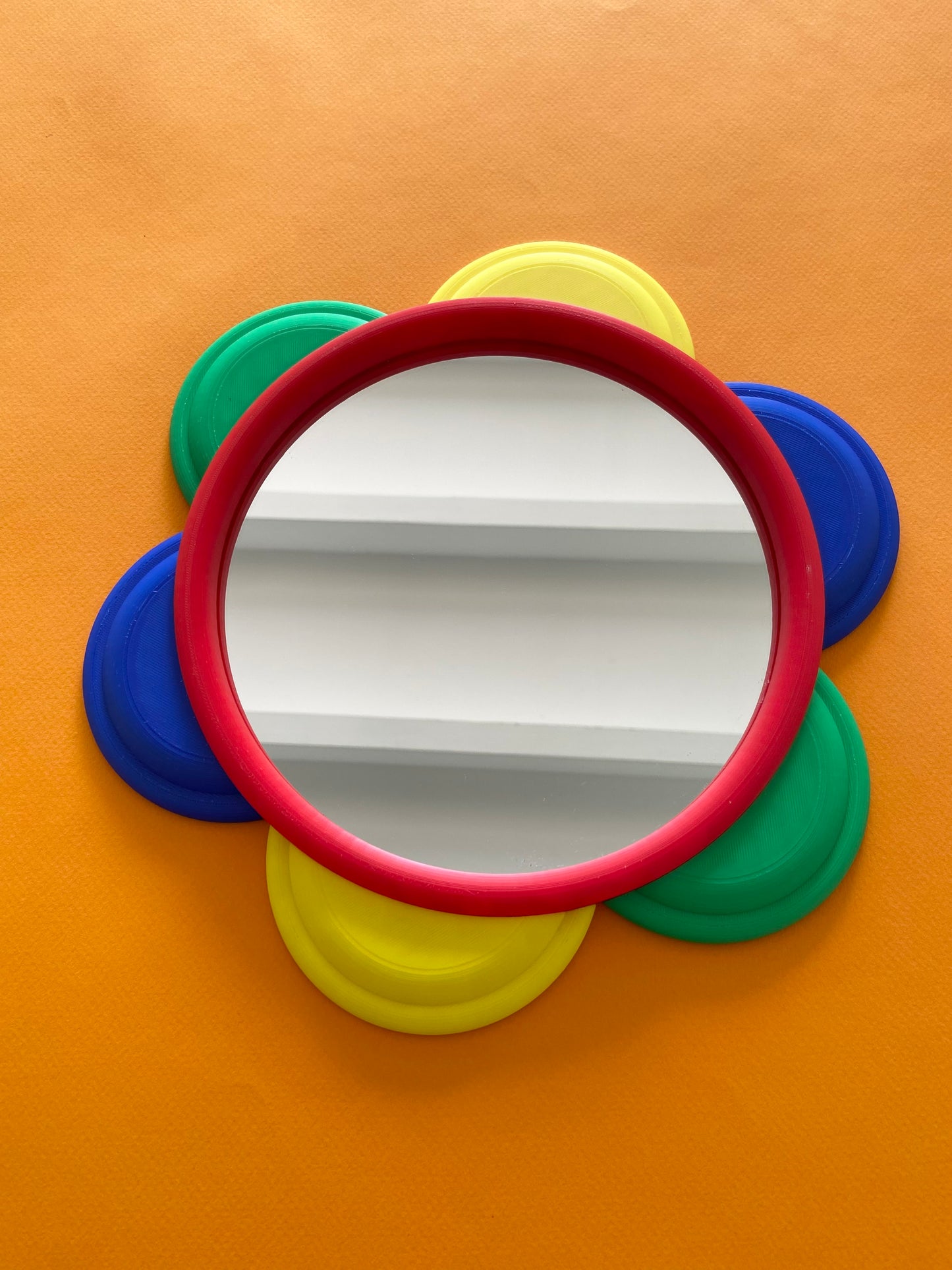 Miroir FLEUR QUADRICOLOR rond ROUGE