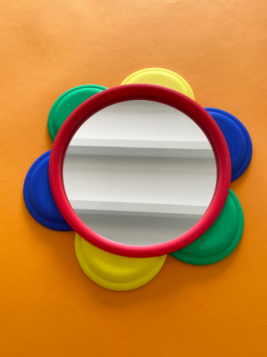 Miroir FLEUR QUADRICOLOR rond ROUGE