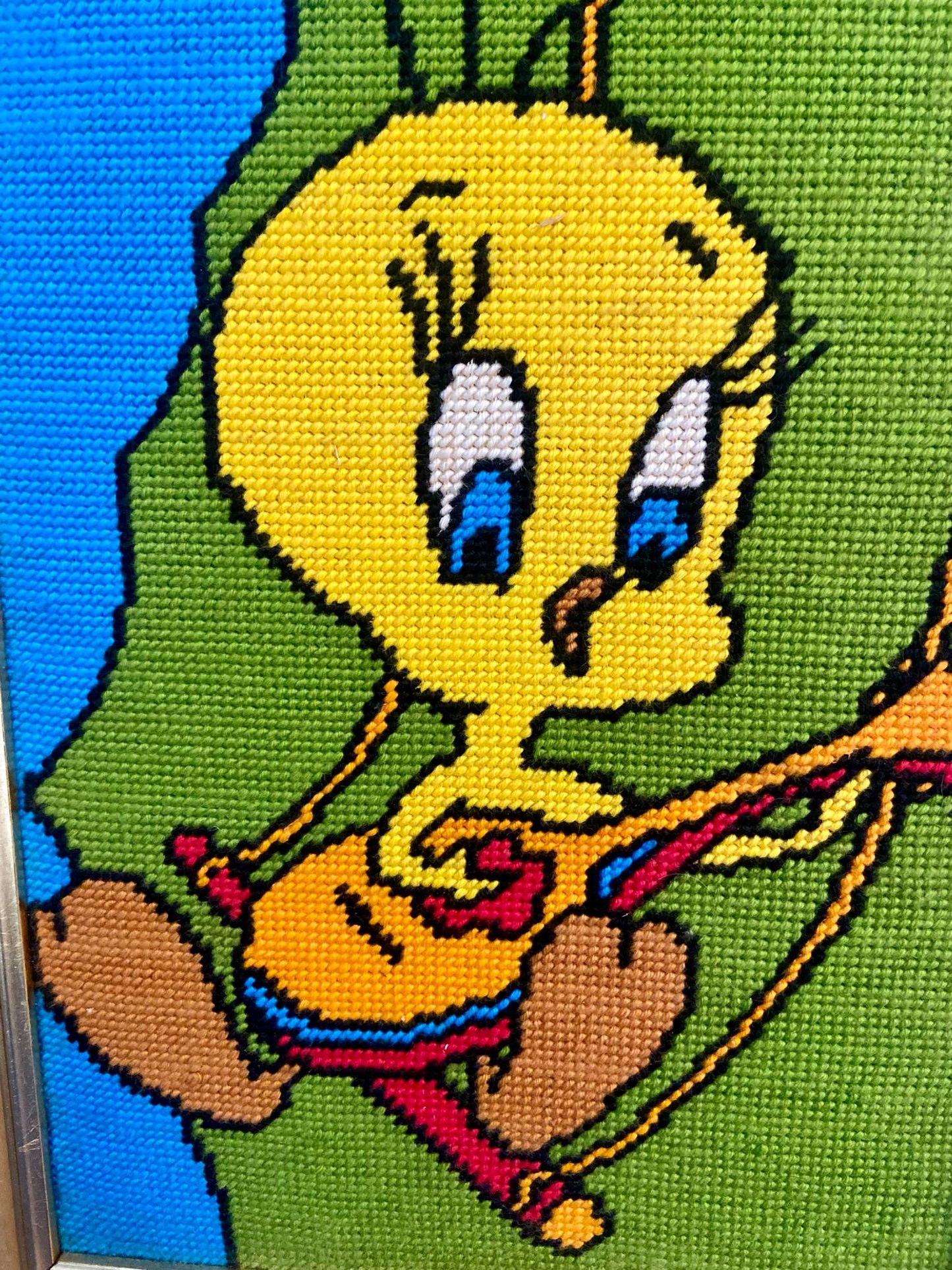 Canevas TITI à la guitare cadre doré