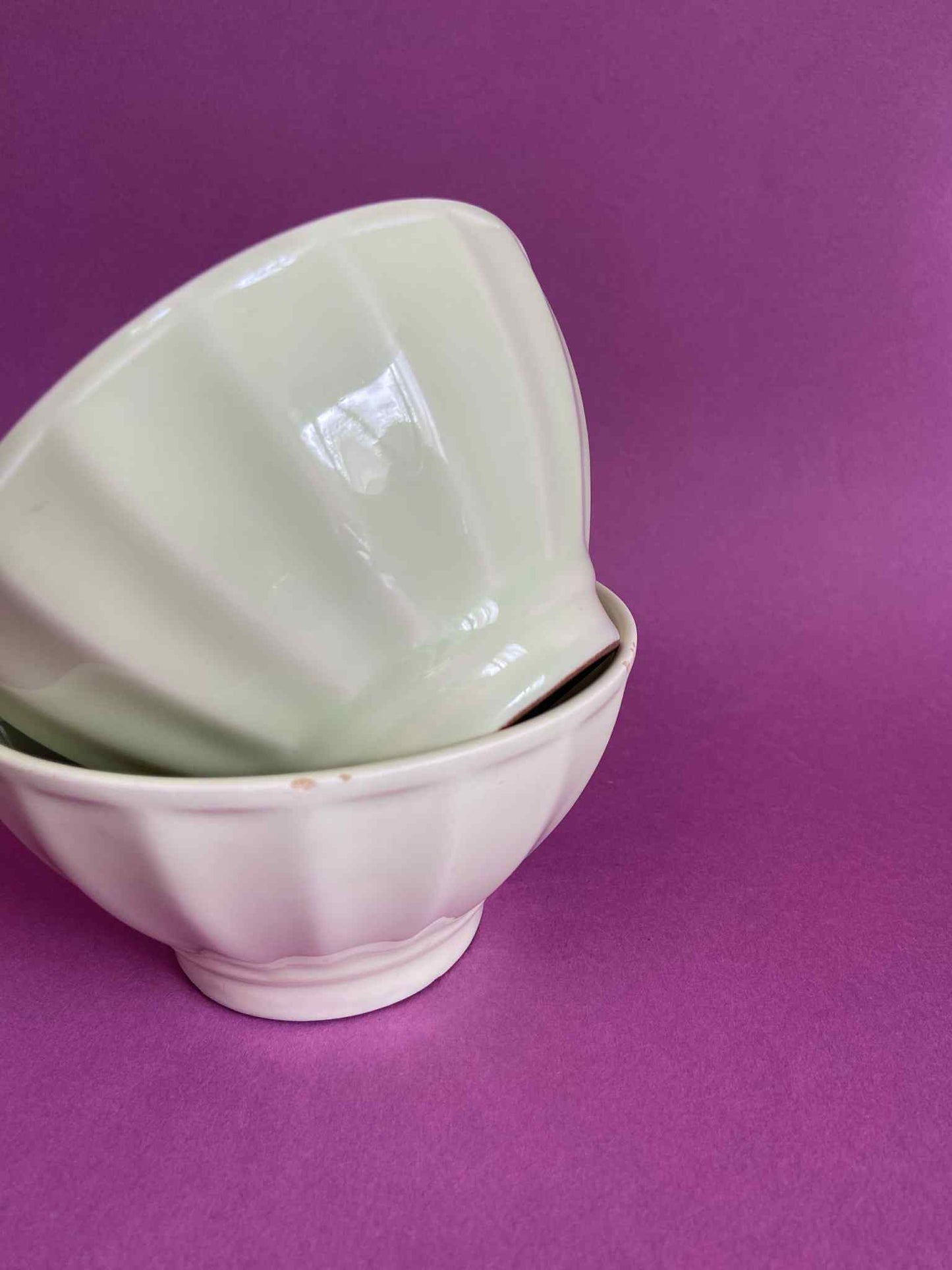 Lot de 2 petits bols côtelés VERT AMANDE