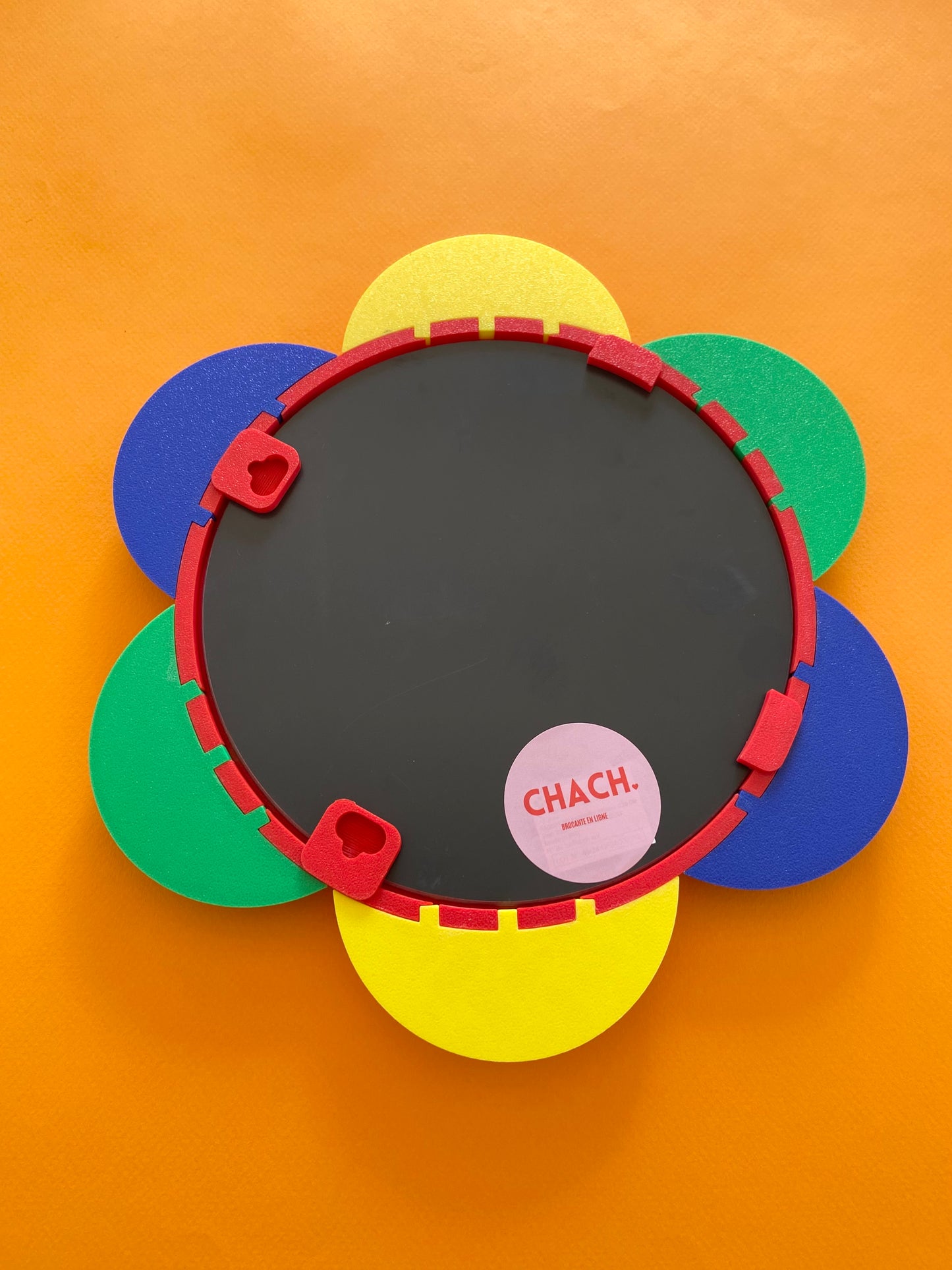 Miroir FLEUR QUADRICOLOR rond ROUGE