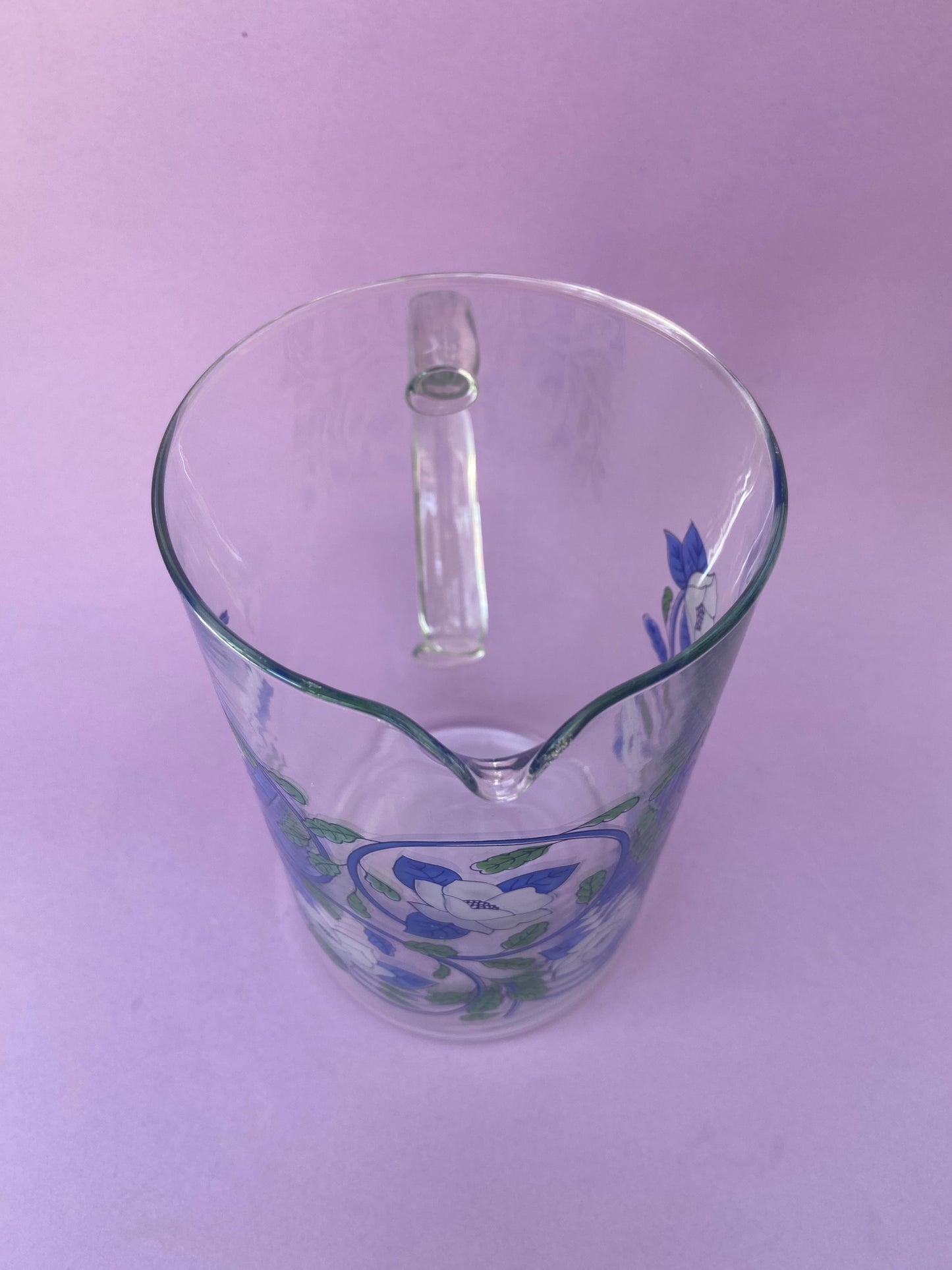 Pichet verre CERVE fleurs et feuillage