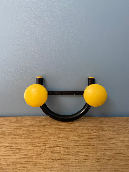 Patère métal vintage 2 accroches JAUNE