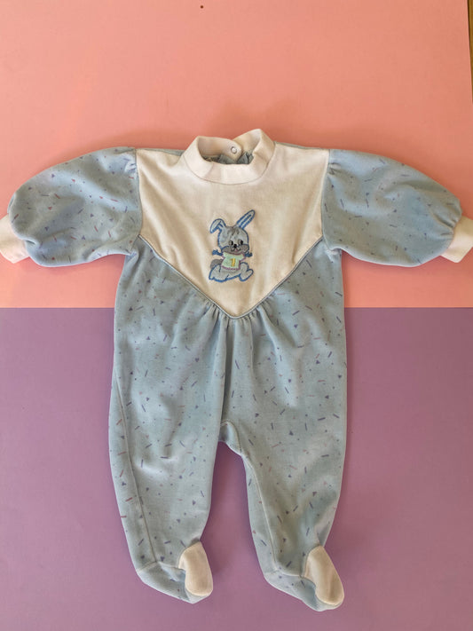 Pyjama velours vintage LAPIN BLEU
