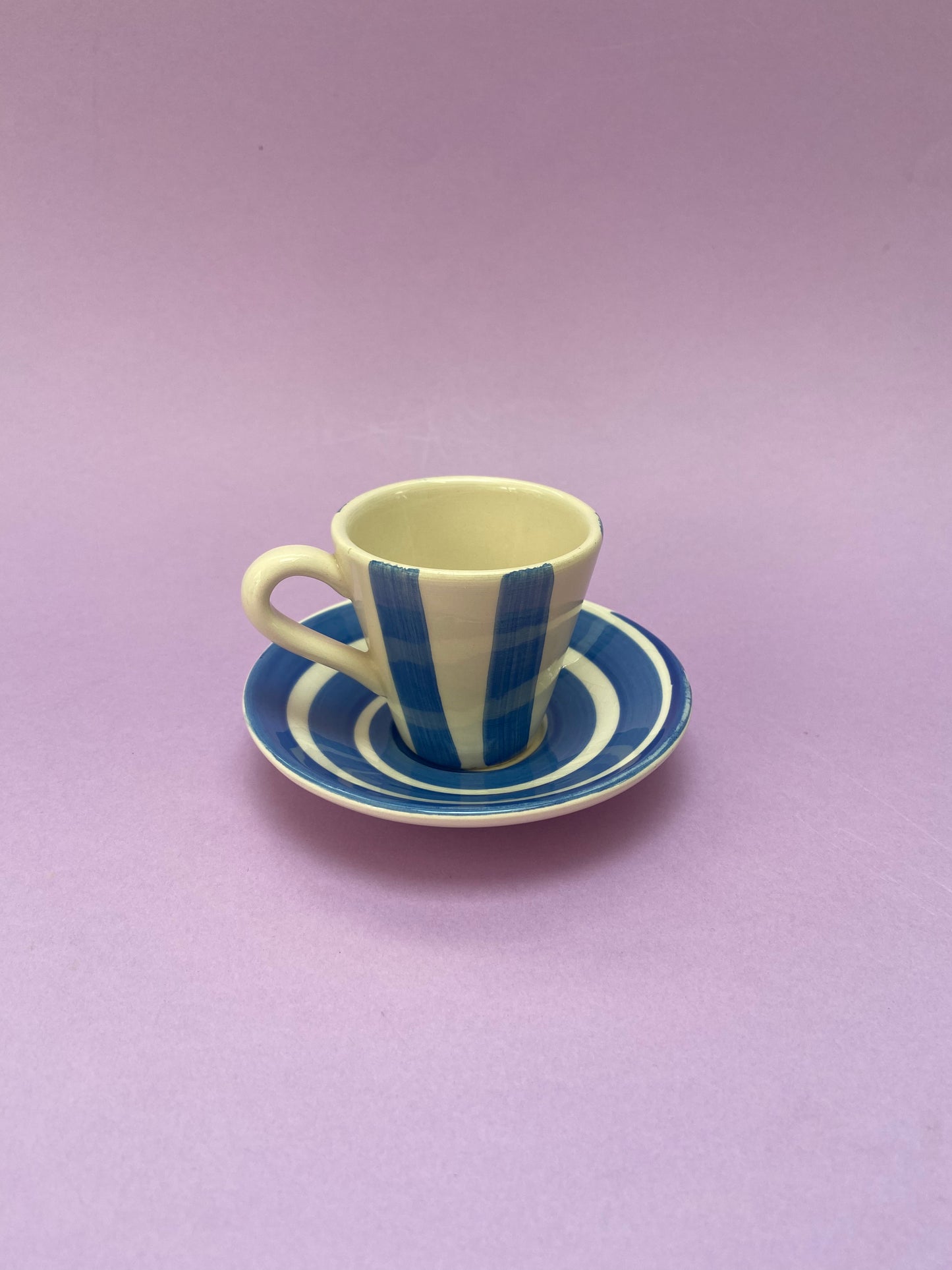 Ensemble tasse et sous tasse RAYURES bleu