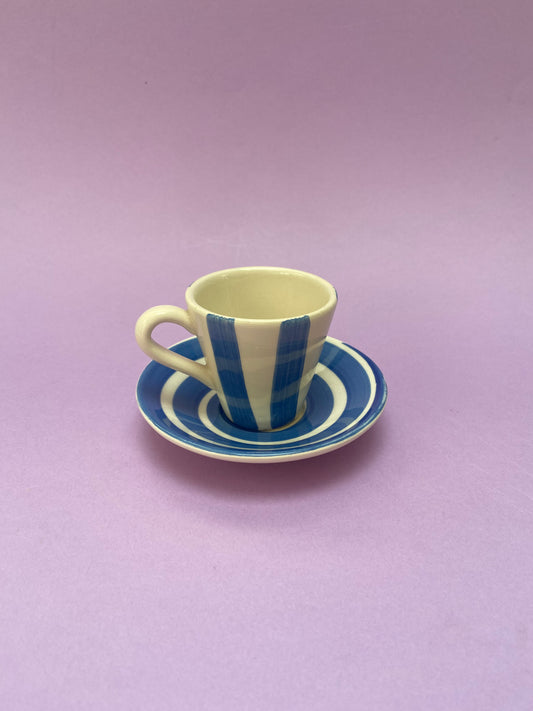 Ensemble tasse et sous tasse RAYURES bleu