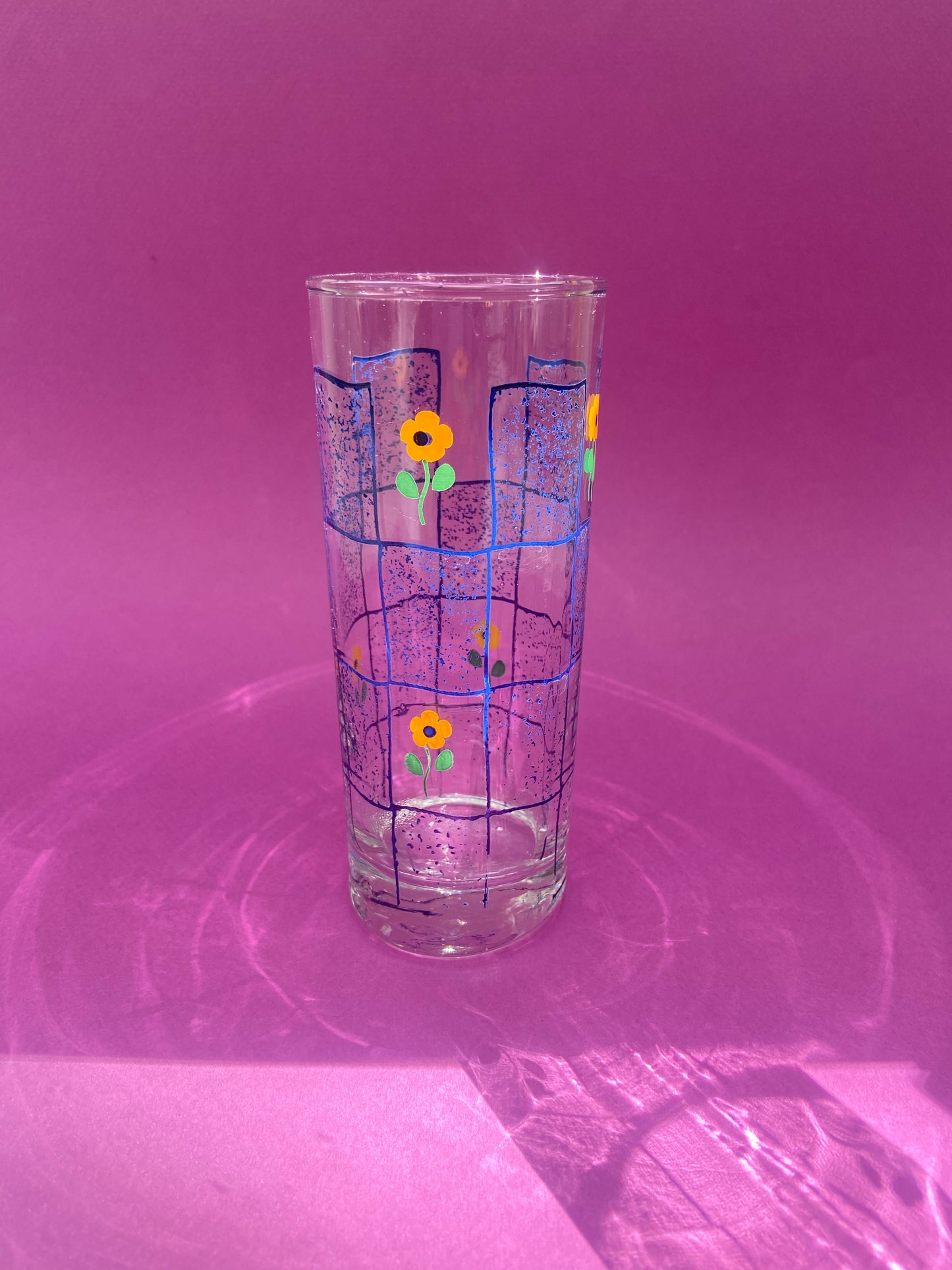 Verre à jus haut DAMIER FLEURI