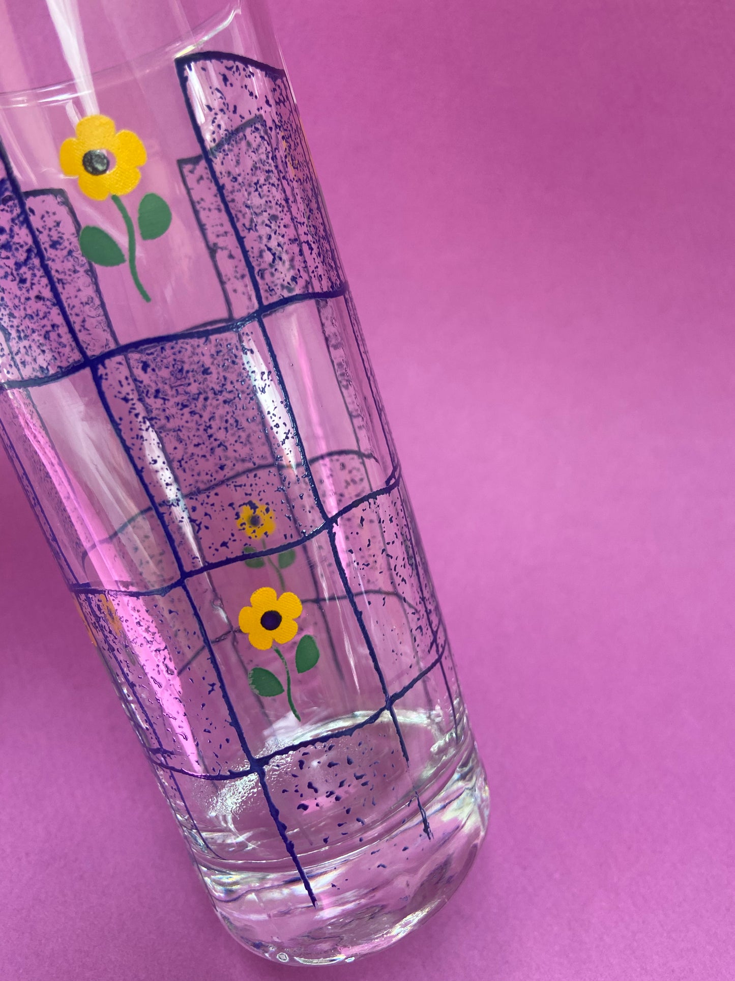 Verre à jus haut DAMIER FLEURI