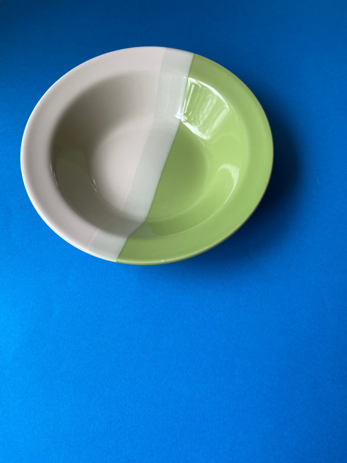 Petite assiette creuse / bol céramique VERT/CREME