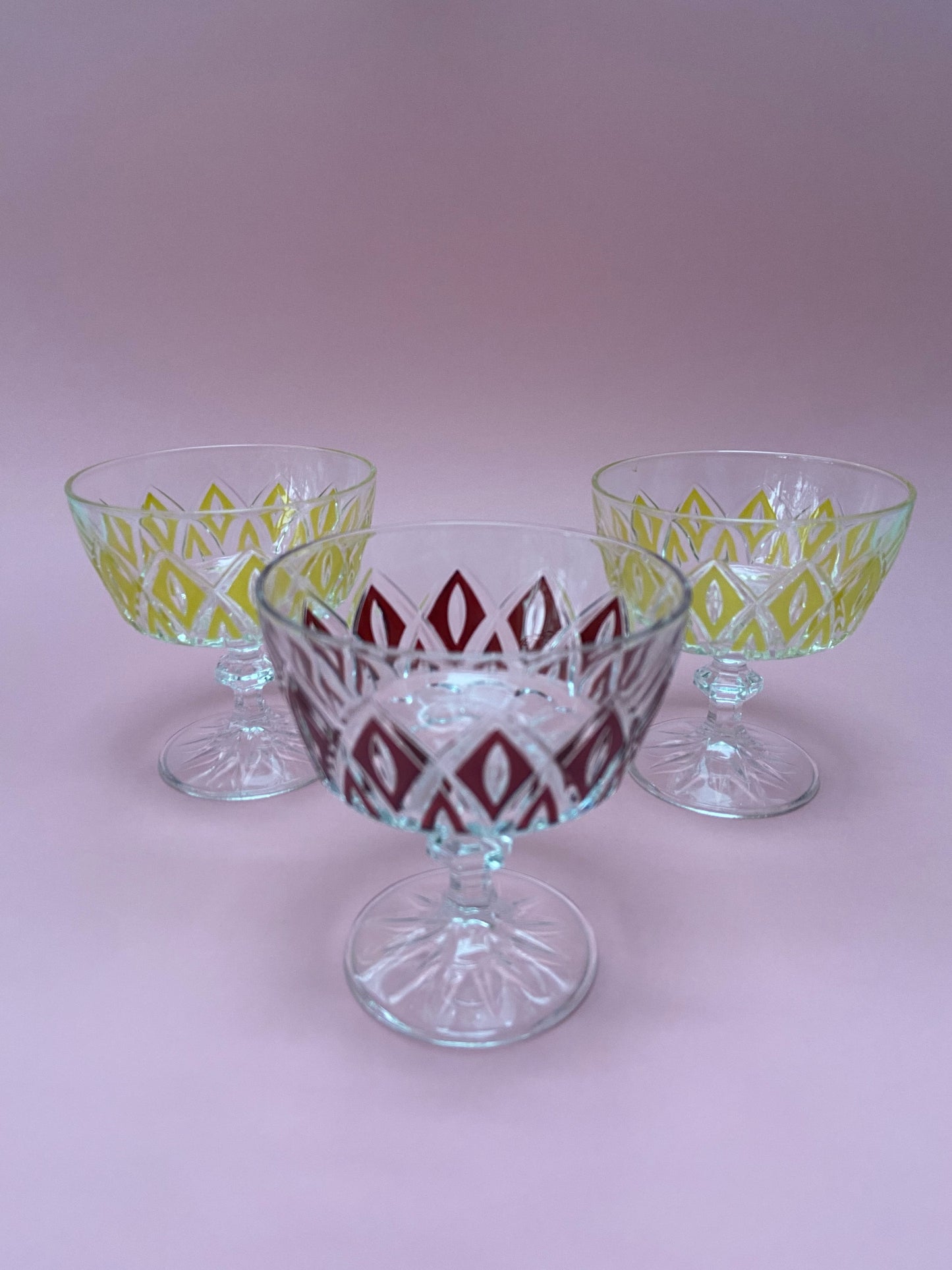 Ensemble seau à glace et 3 verres/coupes VMc Reims ARLEQUIN