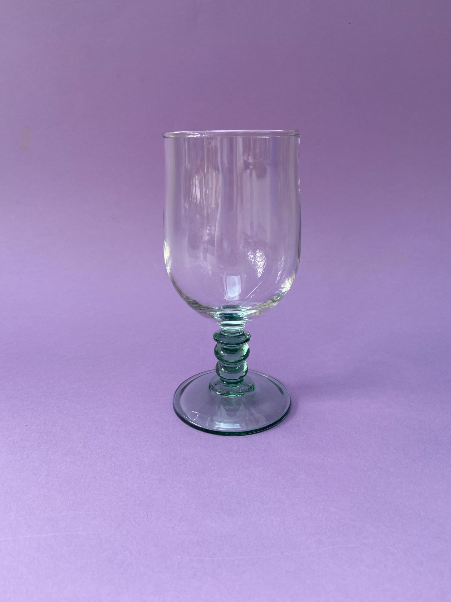 Blue/Green Ribbed Stemmed Glass