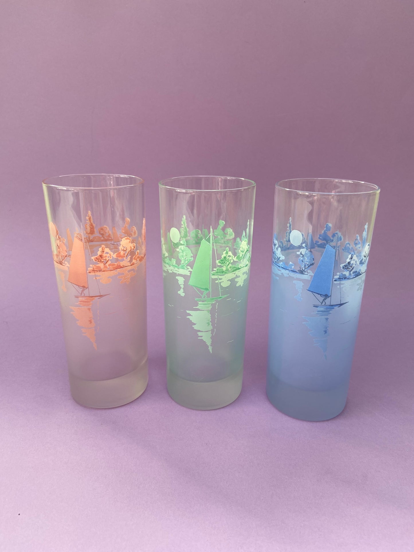 Lot 3 grands verres à limonade « PLANCHE À VOILE »