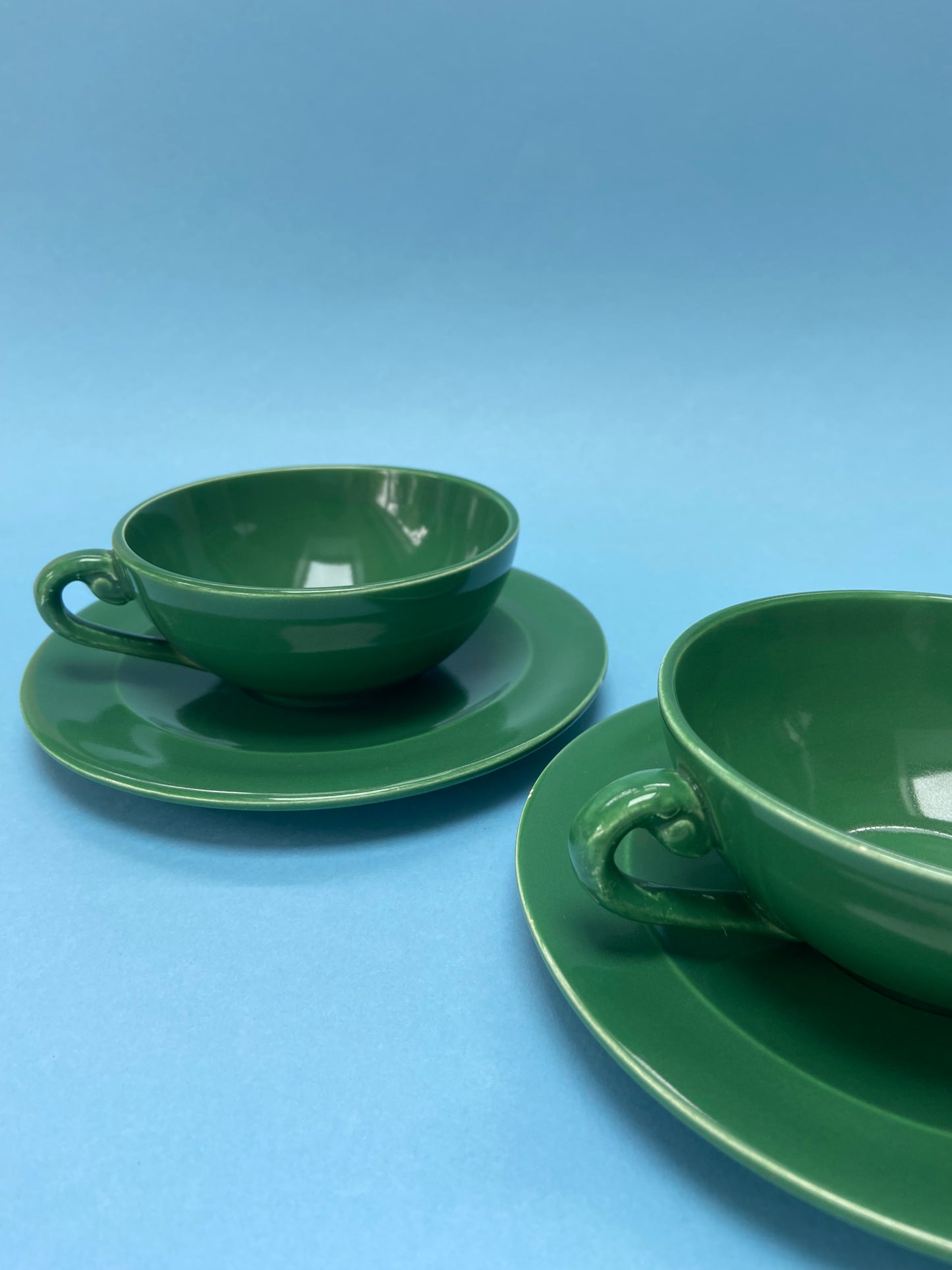 Duo coffee cups with saucers GREEN GRASS