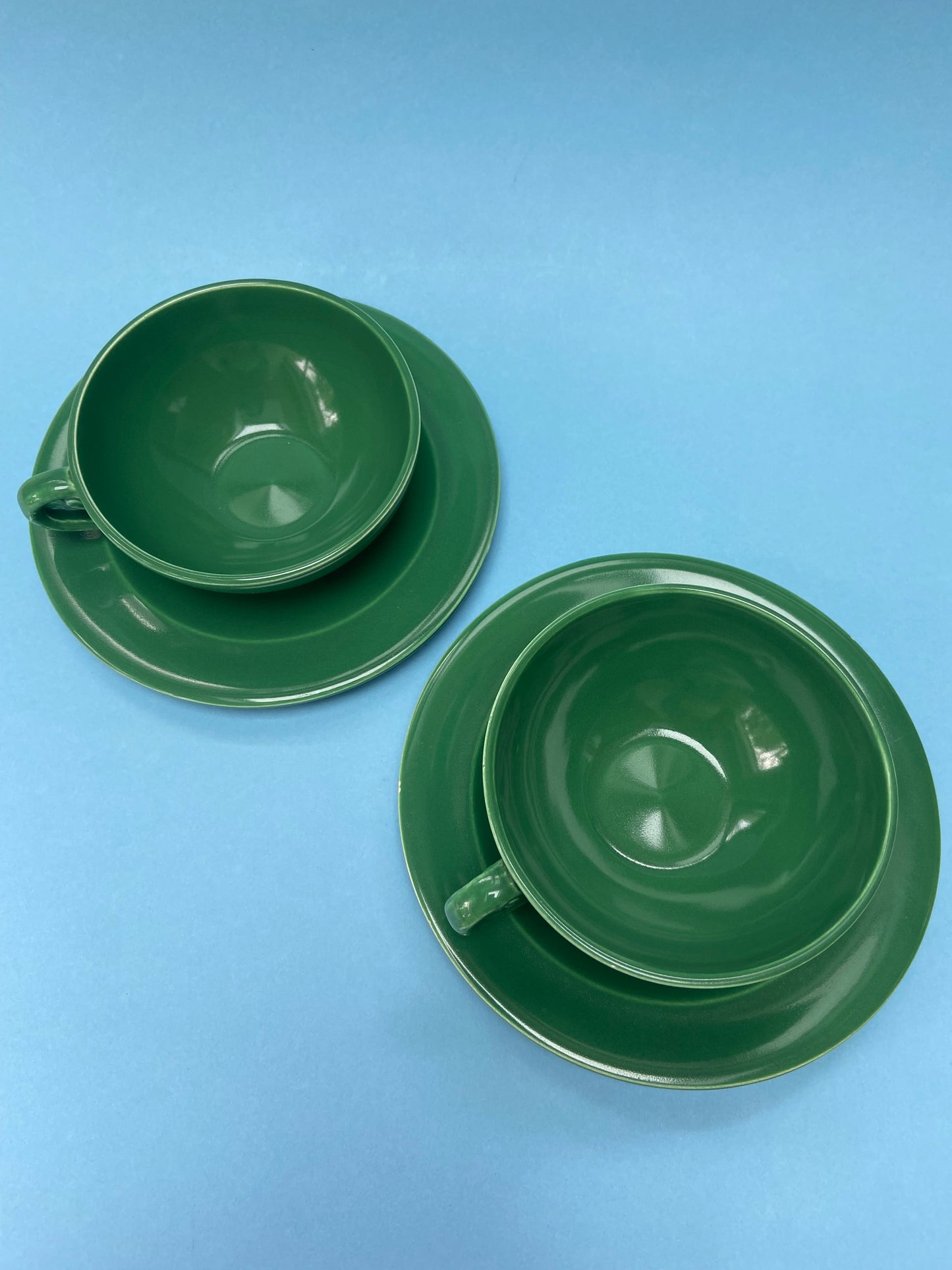 Duo coffee cups with saucers GREEN GRASS