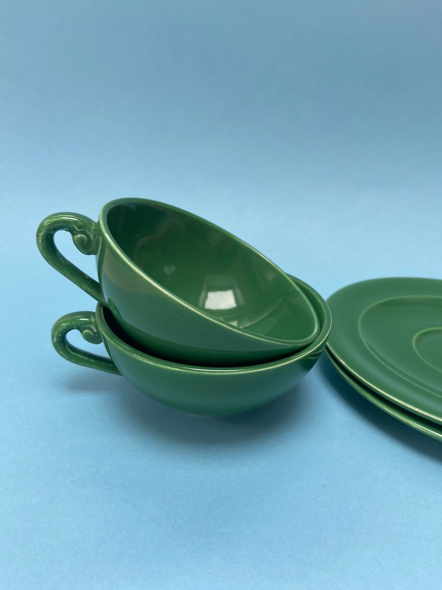 Duo coffee cups with saucers GREEN GRASS