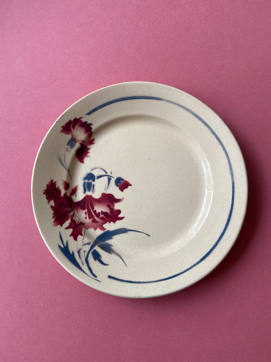 Petite assiette plate ancienne LUNEVILLE motif floral