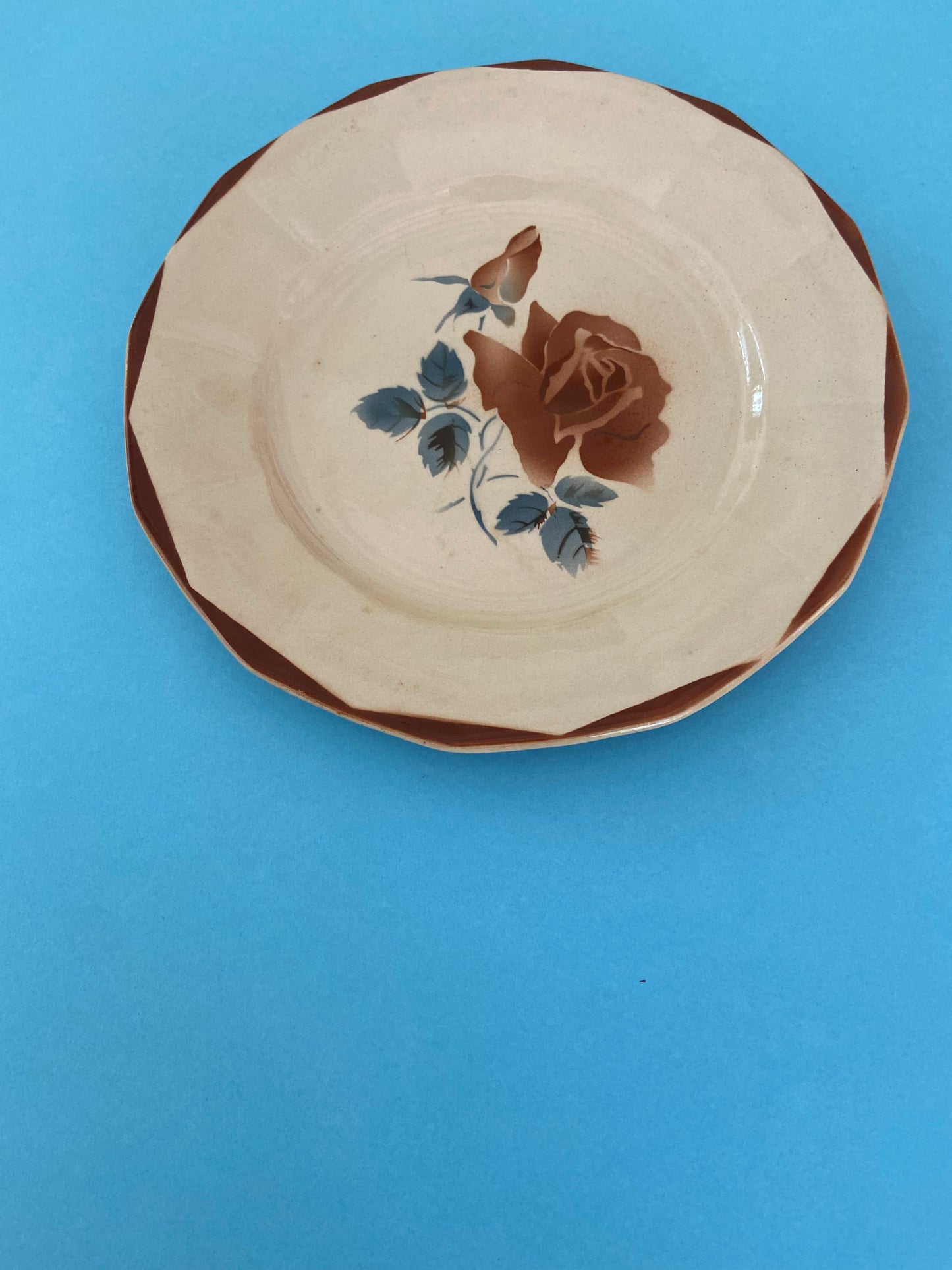 Assiette plate Digoin Sarreguemines motif ROSES