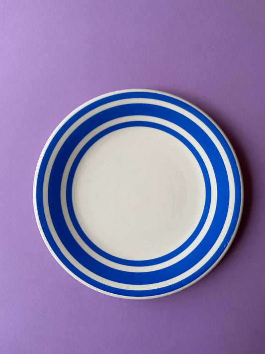 Assiette à dessert lignes couleur BLEU