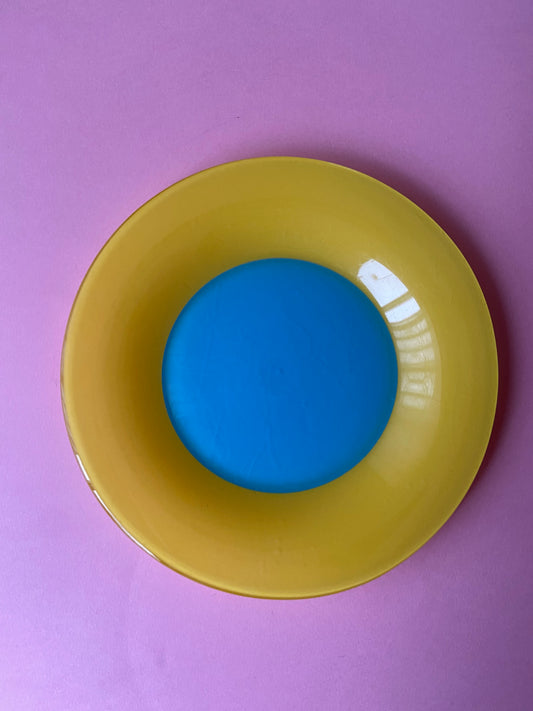 Assiette à dessert bi-goût JAUNE/BLEU