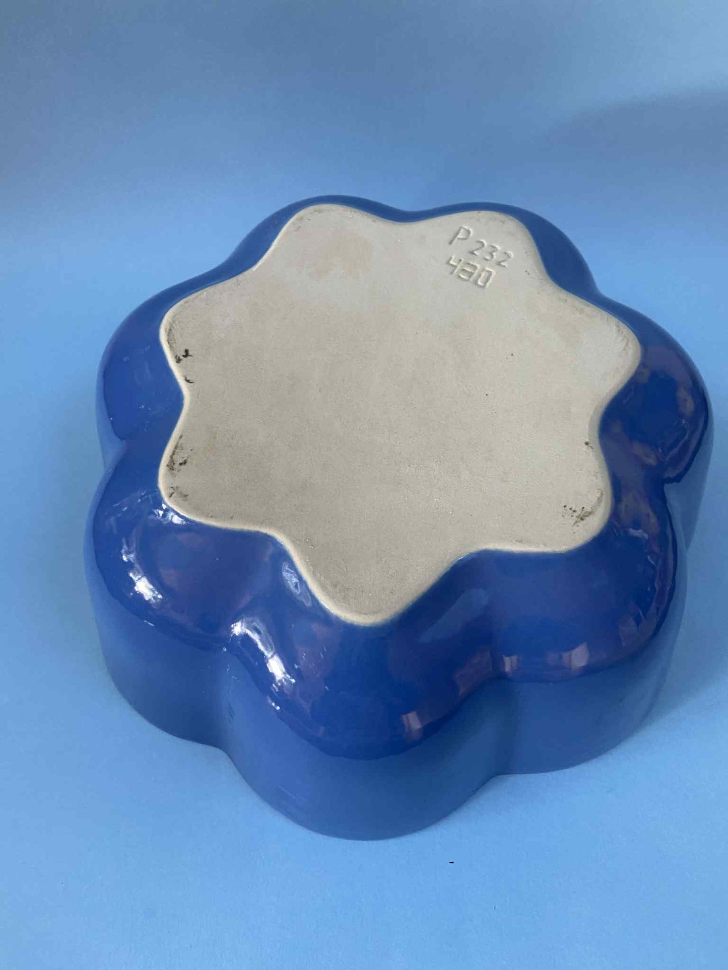 Grand saladier céramique ondulé BLEU