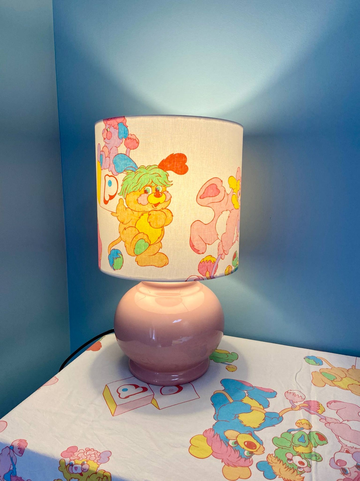 Lampe Créa CHACH pied céramique rose abat-jour POPPLES