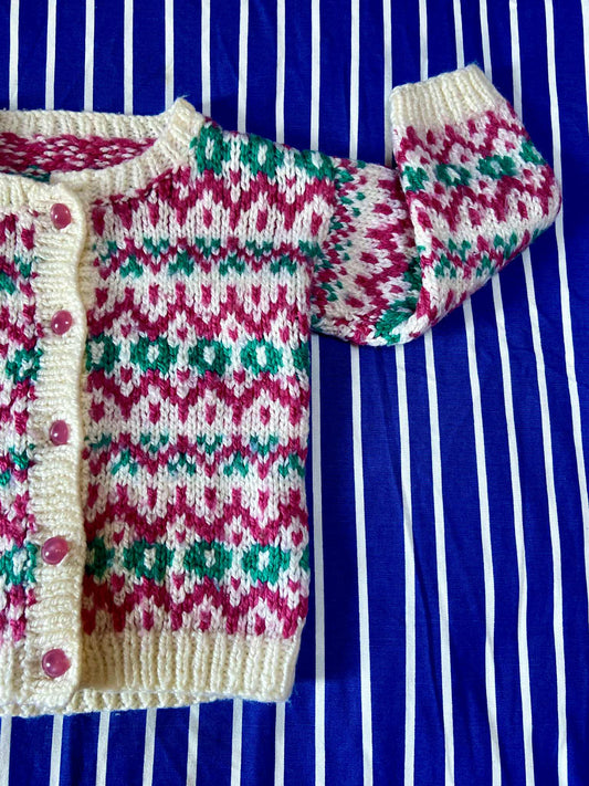Gilet fait main vintage ROSE/VERT