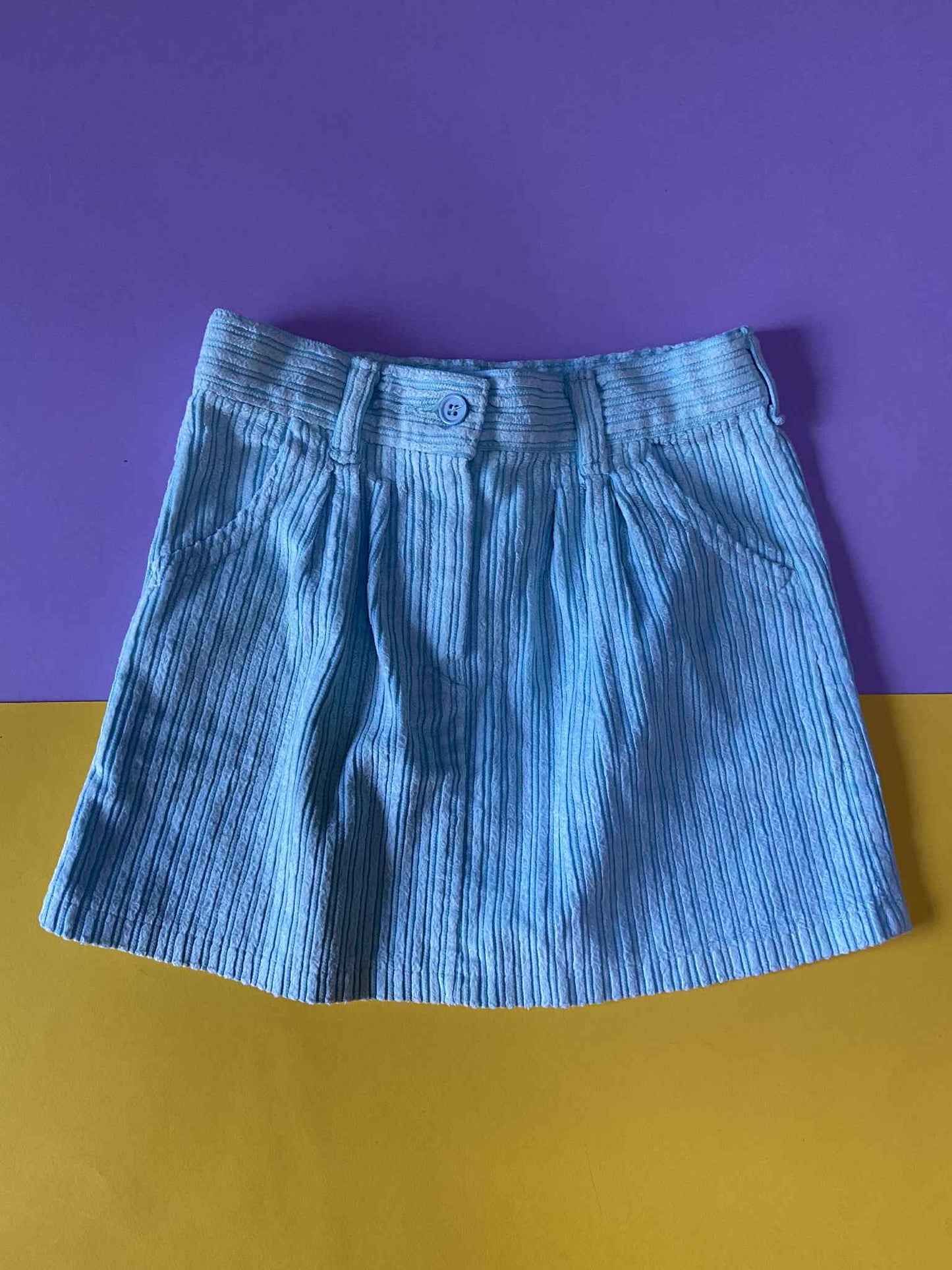 Jupe velours côtelé vintage BLEU CIEL