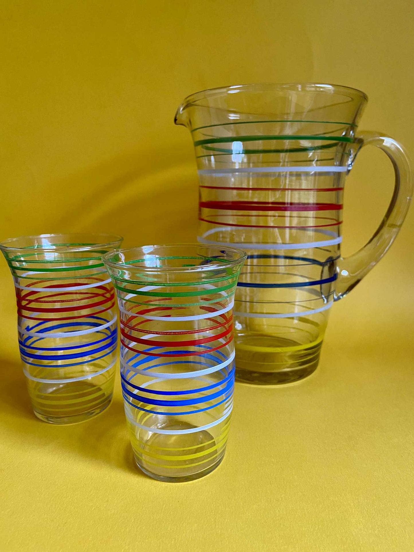 Ensemble carafe et verres assortis LIGNES COULEURS PRIMAIRES