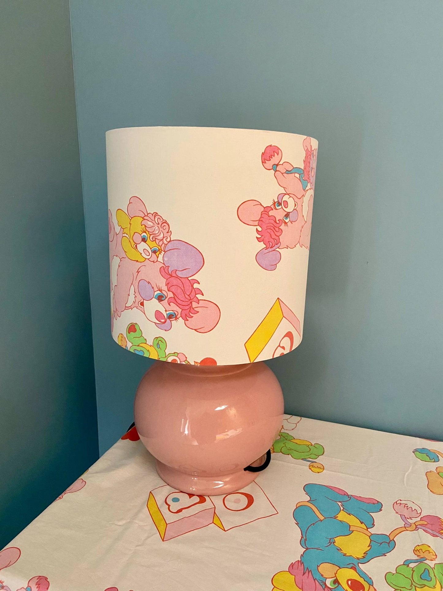 Lampe Créa CHACH pied céramique rose abat-jour POPPLES