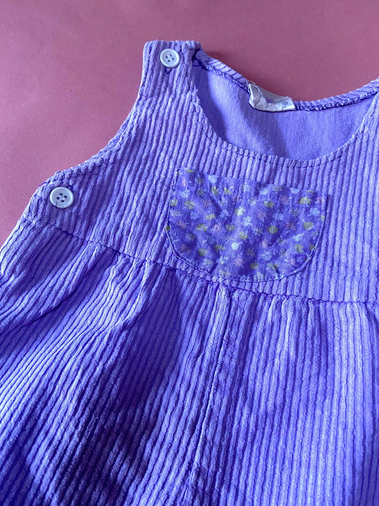 Salopette vintage velours côtelé LILAS