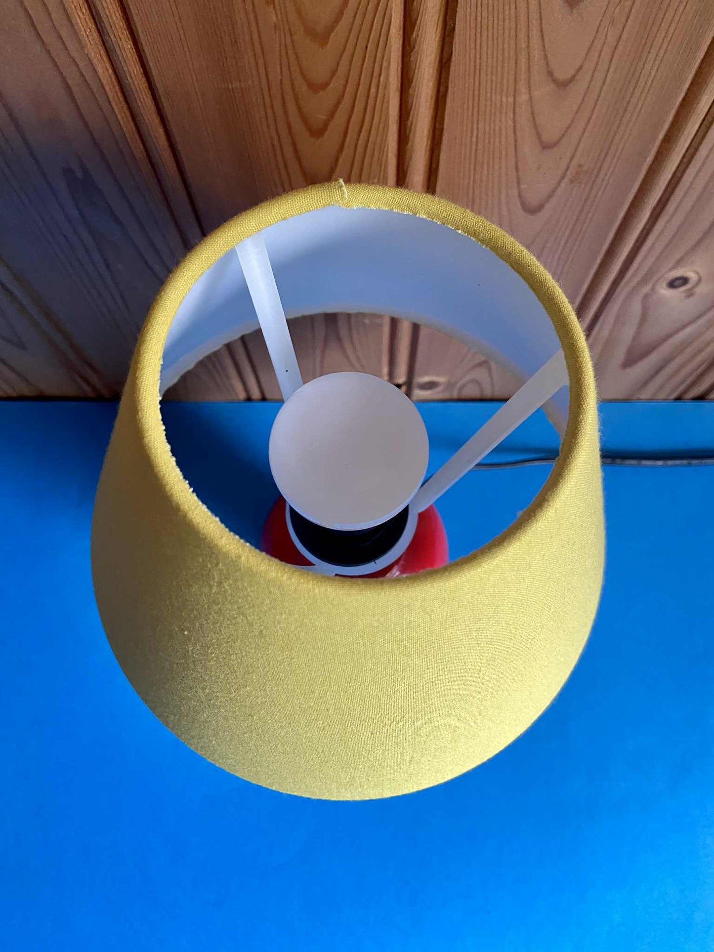 Lampe BI-COLORE jaune/rouge pied céramique