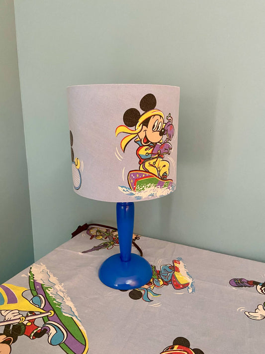 Lampe Créa CHACH pied bois bleu abat-jour MICKEY