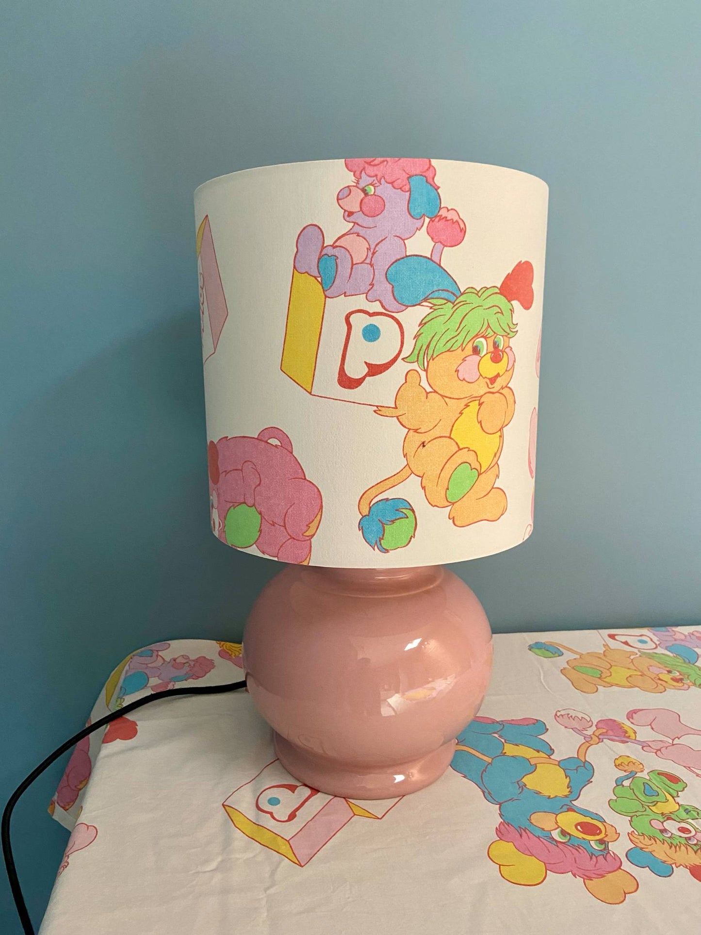 Lampe Créa CHACH pied céramique rose abat-jour POPPLES